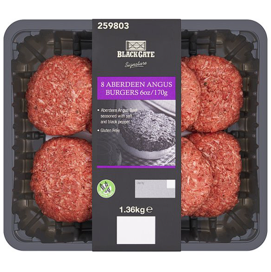 8 Aberdeen Angus Burgers 1.36kg