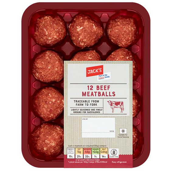 1 pack of, 12 Beef Meatballs 336g