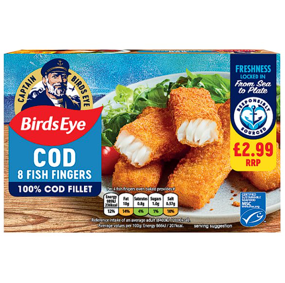 8 Cod Fish Finger Fillets 224g
