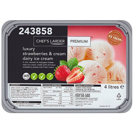 Luxury Strawberries & Cream Dairy Ice Cream 4 Litres