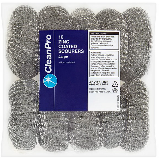 10 Zinc Coated Scourers Large