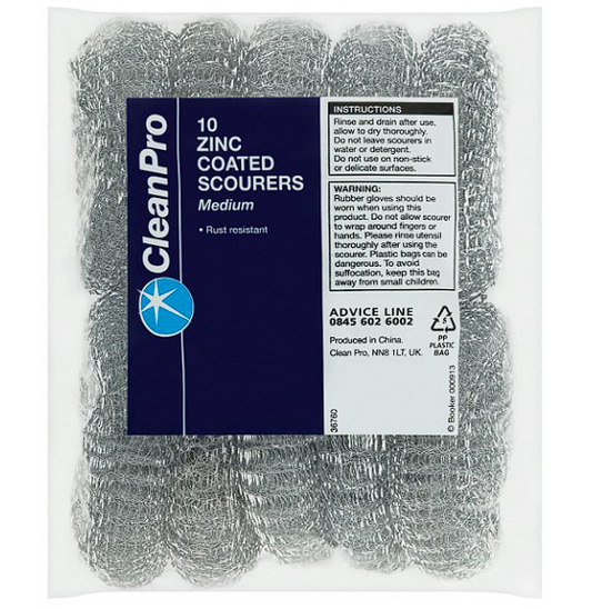 10 Zinc Coated Scourers Medium