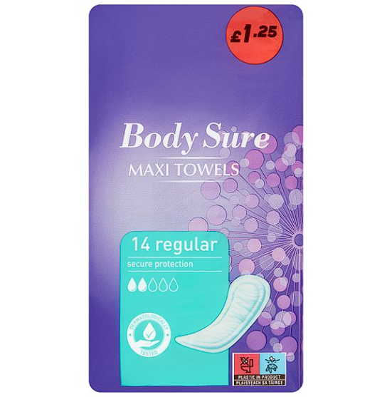 Body Sure 14 Maxi Towels Regular