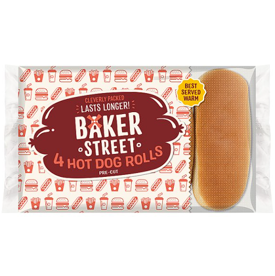 4 Hot Dog Rolls Pre-Cut