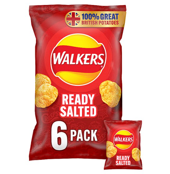 case of 18 Ready Salted Multipack Crisps